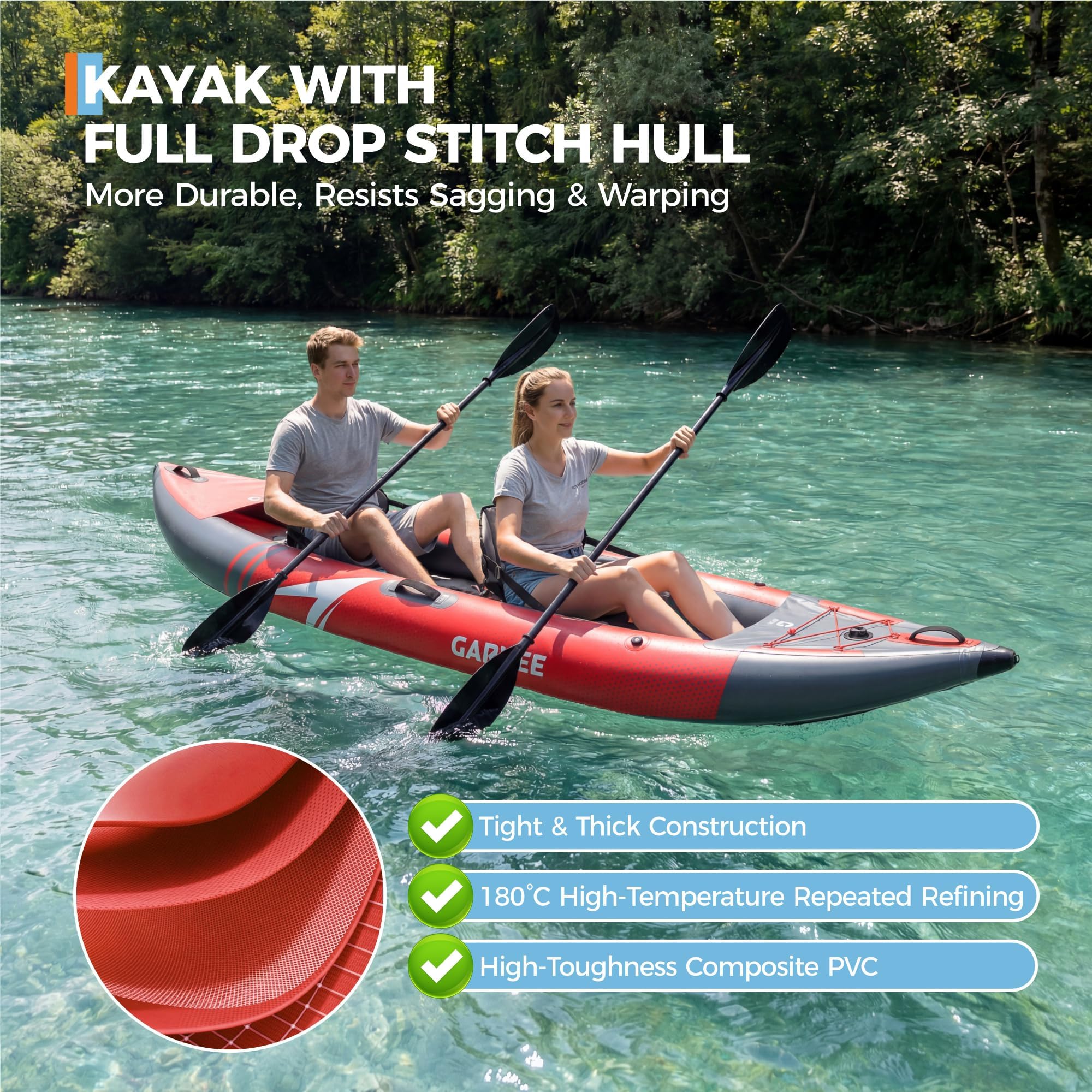 2 Person Inflatable Kayak 12.5 - Fishing Kayak Seat บทวิจารณ์และราคา