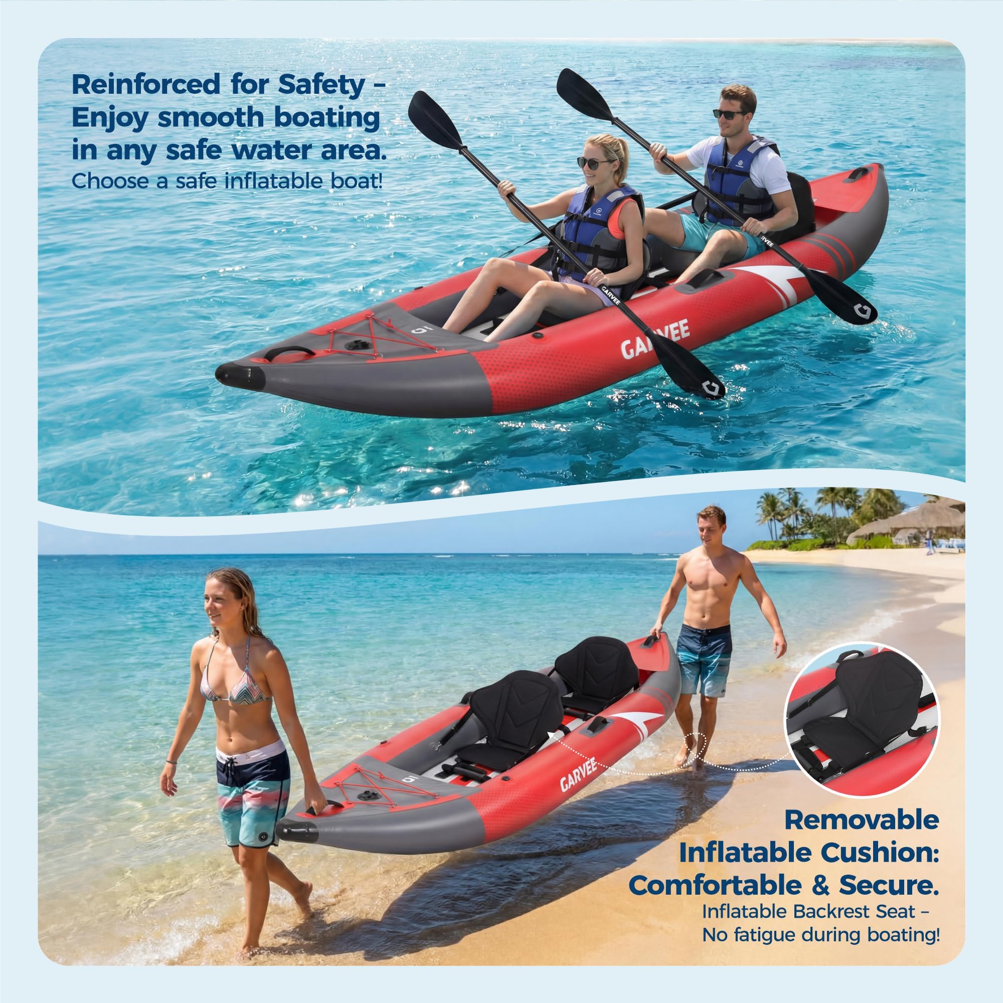 2 Person Inflatable Kayak 12.5 - Fishing Kayak Seat บทวิจารณ์และราคา